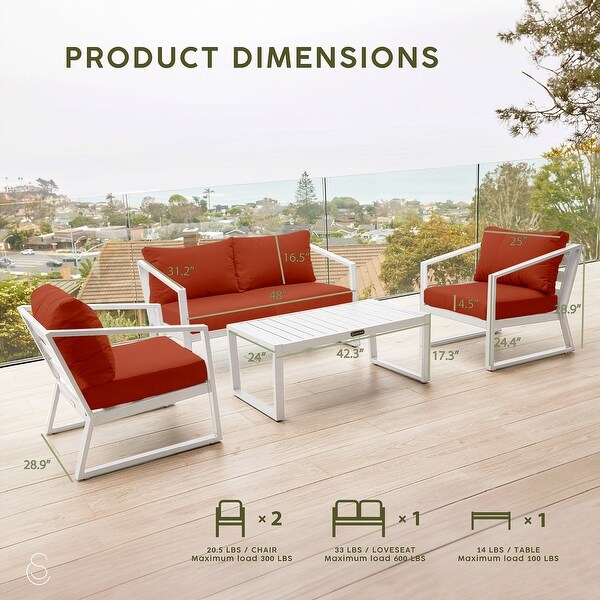 Sunset and Cie 4PCs Aluminum Patio Furniture Set