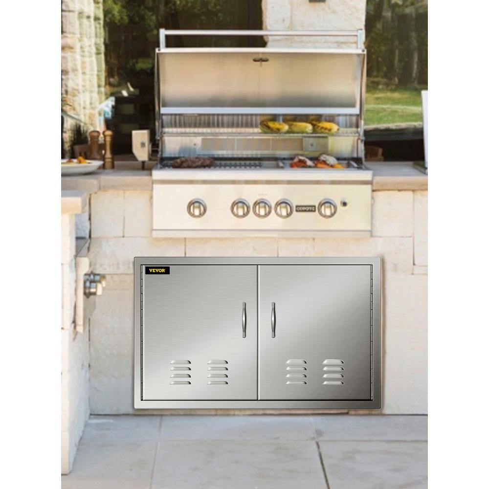 VEVOR Outdoor Kitchen Doors 36 in. W x 21 in. H Stainless Steel Vented Double BBQ Access Door for BBQ Island 36YCXBKSTDCGMDTFKV0