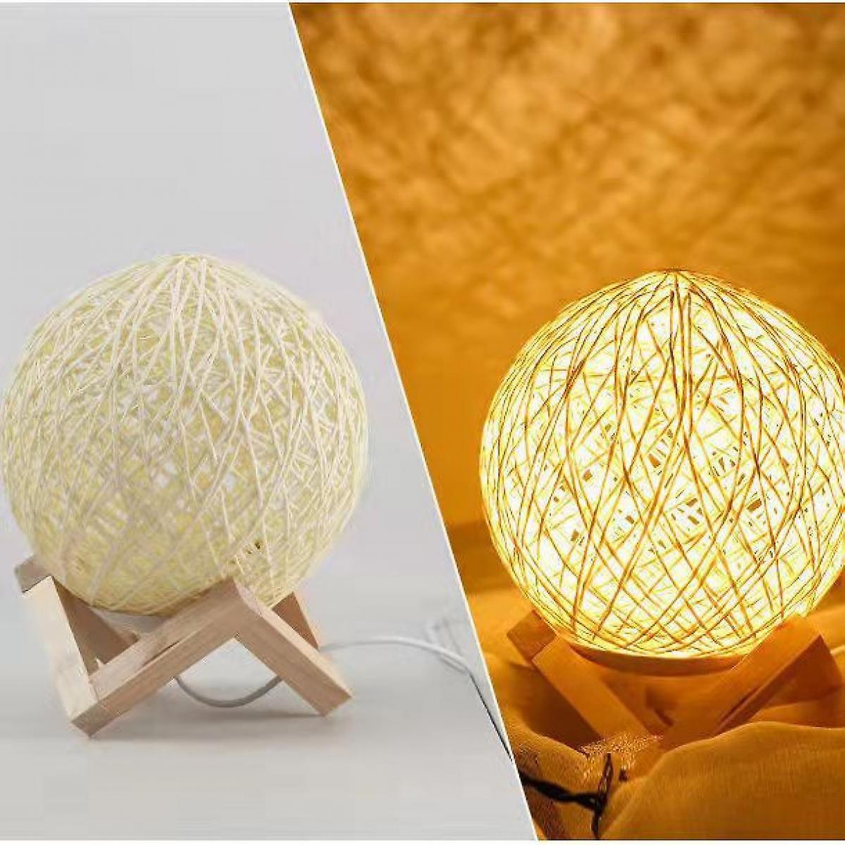 Led Rattan Ball Shape Night Light Creative Exquisite Night Lamp Romantic Desktop Decoration For Home Bedroom Living Room Decoration