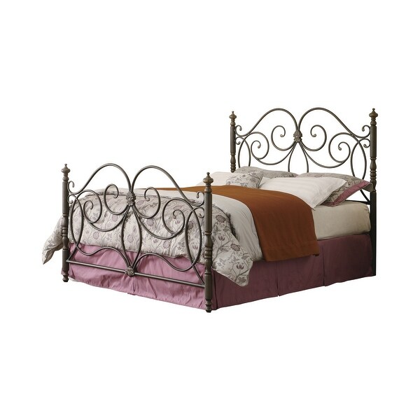 Coaster Furniture London Dark Bronze Queen Metal Scroll Headboard and Footboard - - 22797628