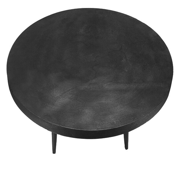 23 Inch Round Modern Minimalist Metal Side Table with Tripod Base， Charcoal Black