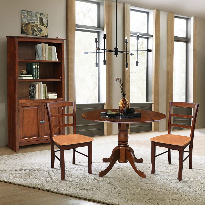 International Concepts Drop Leaves Dining Table and Ladder Back Chair 3-piece Set