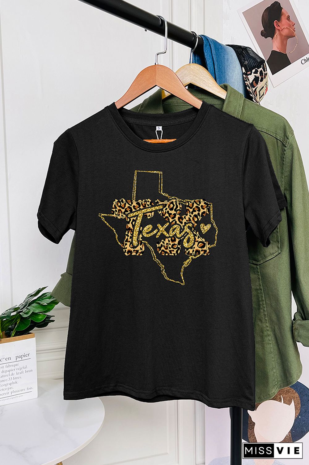 Texas Leopard Print Short Sleeve Graphic Tee Wholesale