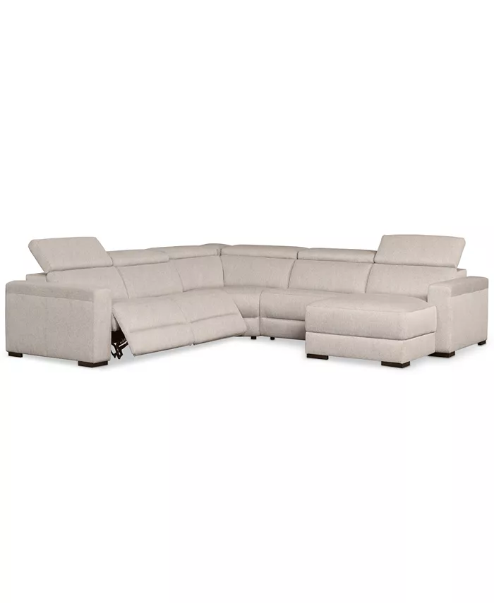 Furniture Nevio 124 5-Pc. Fabric Sectional Sofa with Chaise