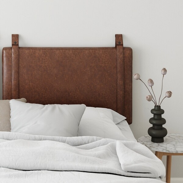 Nathan James Harlow Wall Mount Upholstered Headboard with Metal Rail - - 35448177