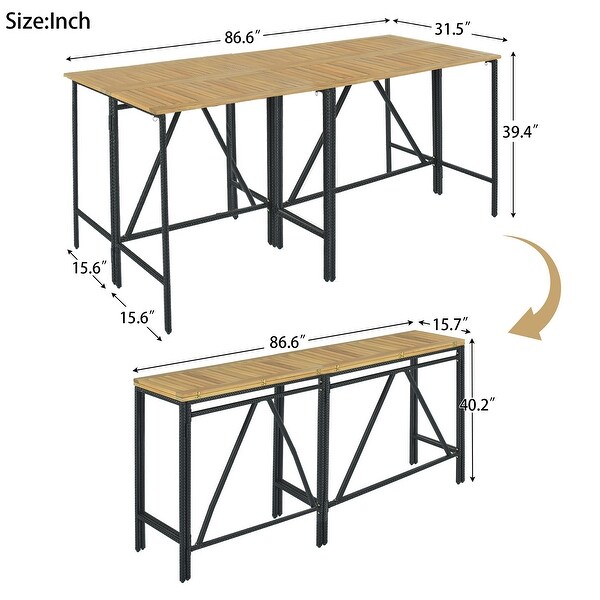 10-Piece Outdoor Patio Wicker Bar Set -  - 37062977