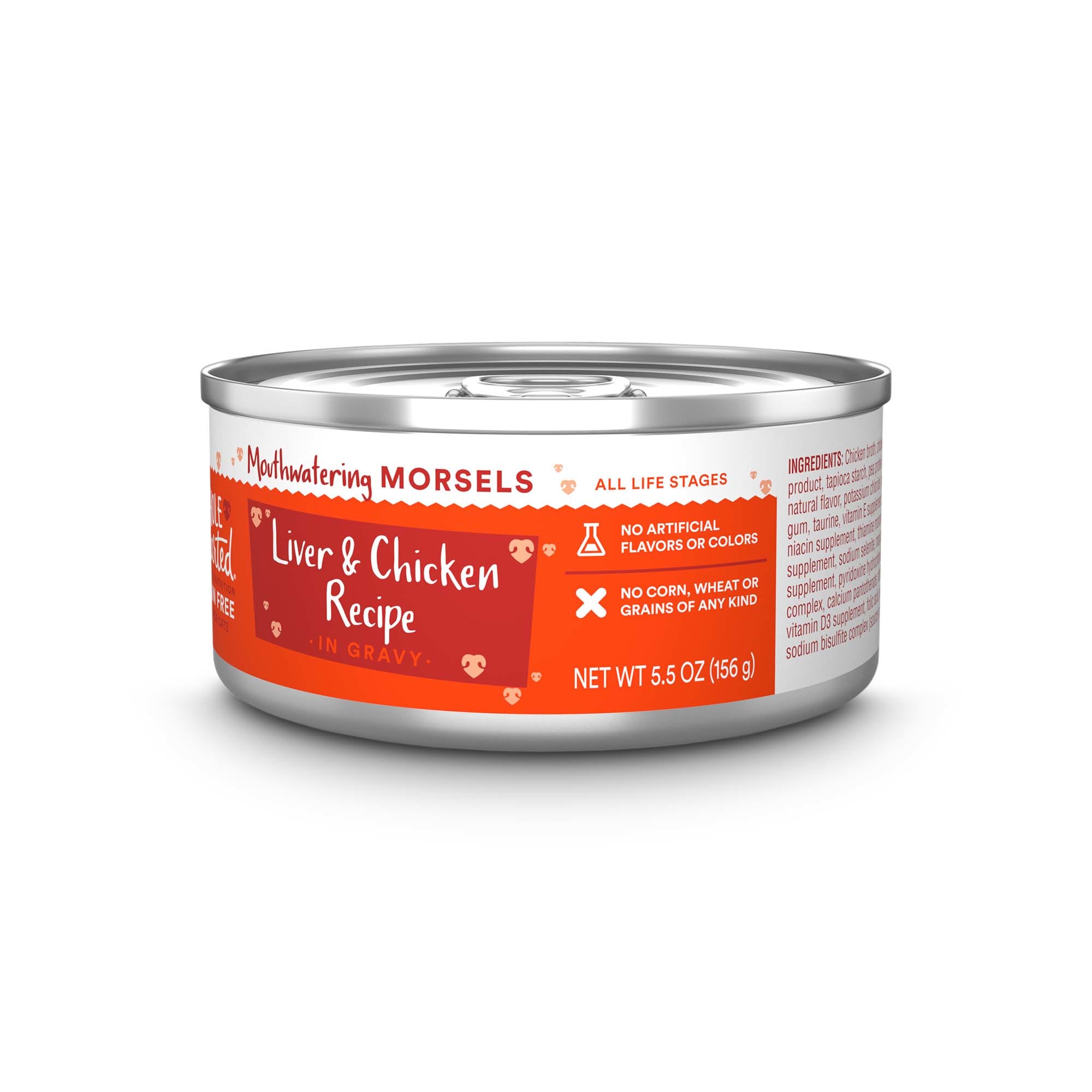 WholeHearted All Life Stages Grain-Free Chicken  Liver Recipe Morsels in Gravy Wet Cat Food， 5.5 oz.， Case of 12