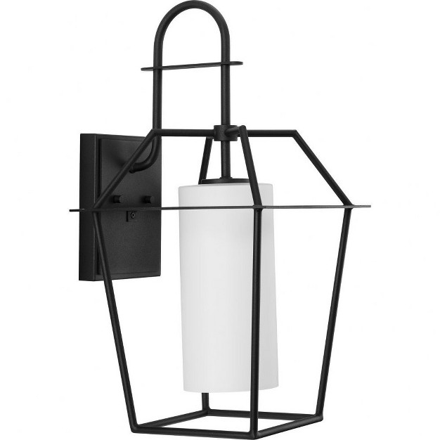 Progress Lighting Chilton 1 light Outdoor Textured Black Wall Lantern With Etched Opal Glass Shade