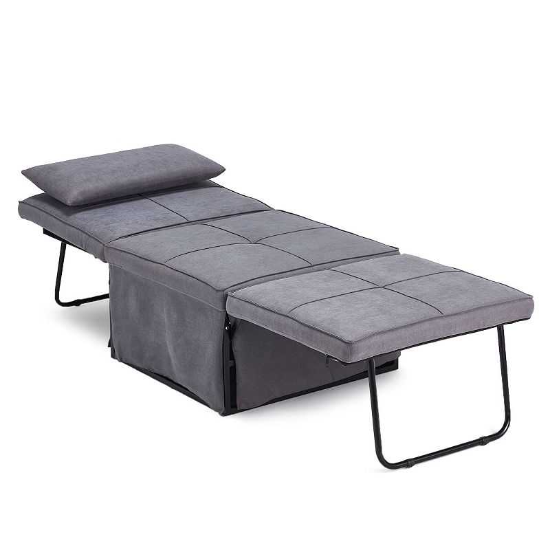 JOMEED 4-in-1 Multi Function Folding Single Sofa Convertible Sleeper Bed， Gray