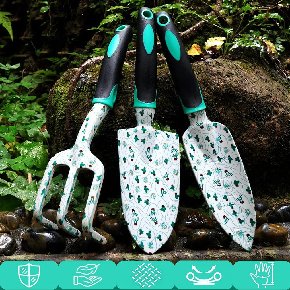 Customized Design Printing Lady Gardening Mini Hand Tools Set Shovel Fork Shear 3 Piece Metal Garden Tool Kit Flower Plant Gift