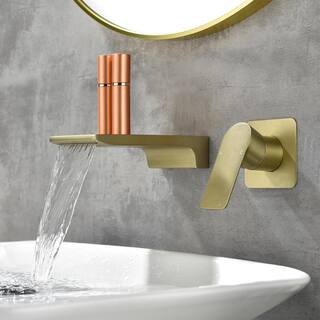 UKISHIRO Miko Single-Handle High Pressure Wall Mounted Waterfall Bathroom Faucet in Brushed Gold SMD00JI22052715