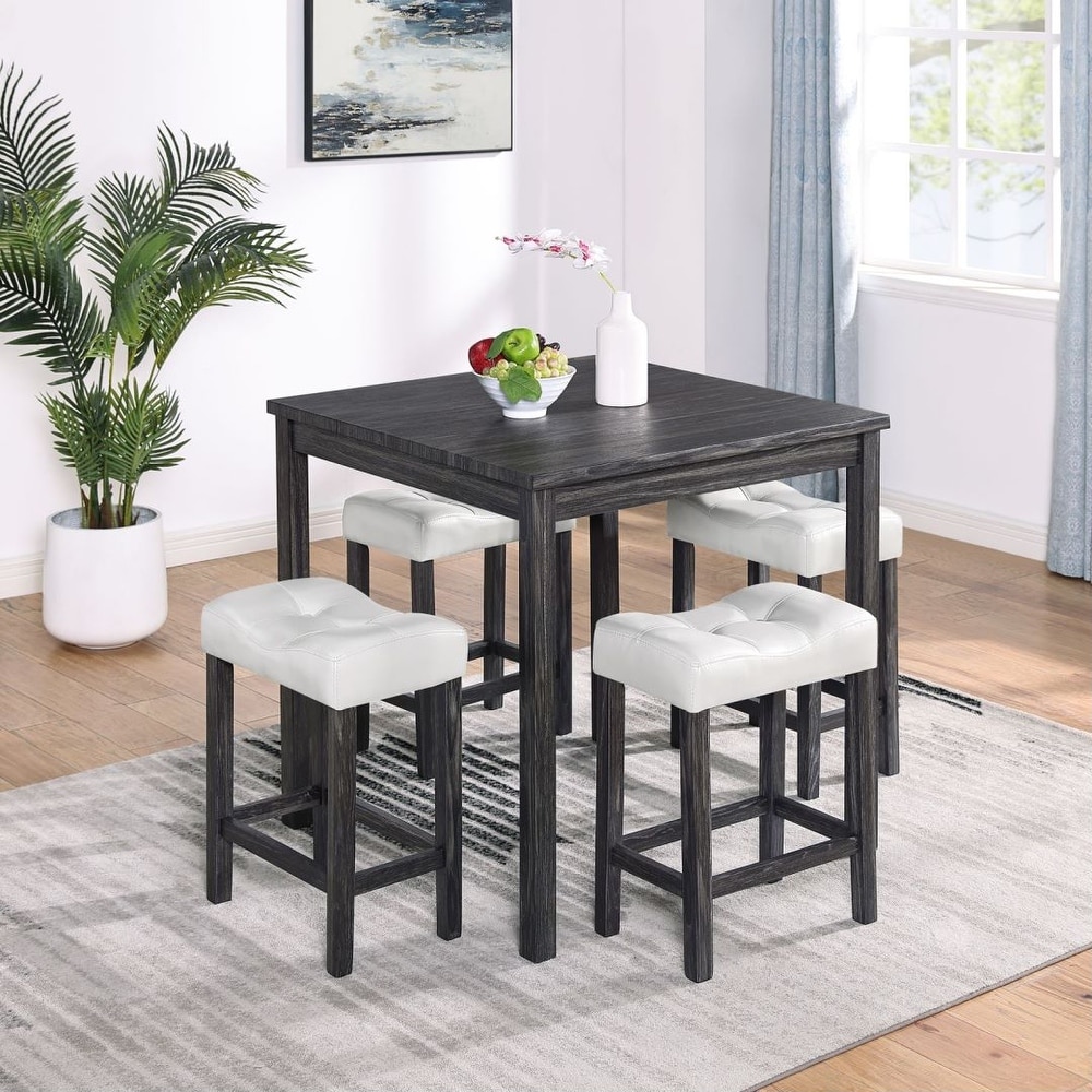 Industrial Breakfast Bar Table and Chairs Set 5 Piece Dining Table Set