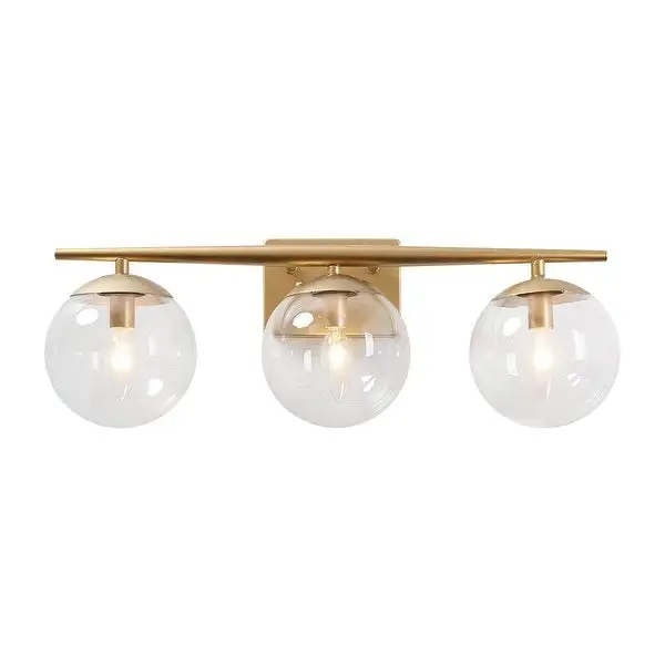 3-light Glass Globe Vanity Light - Brass