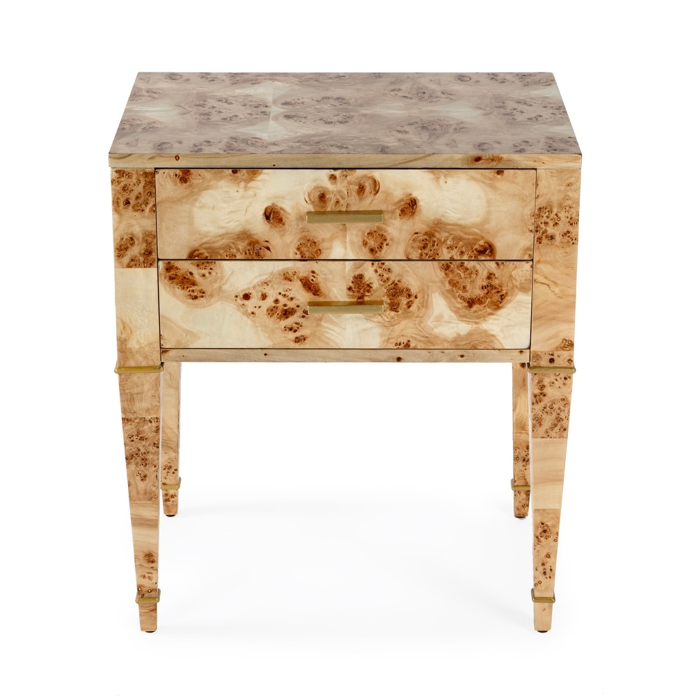 Kai 2 Drawer Burl Wood End Table