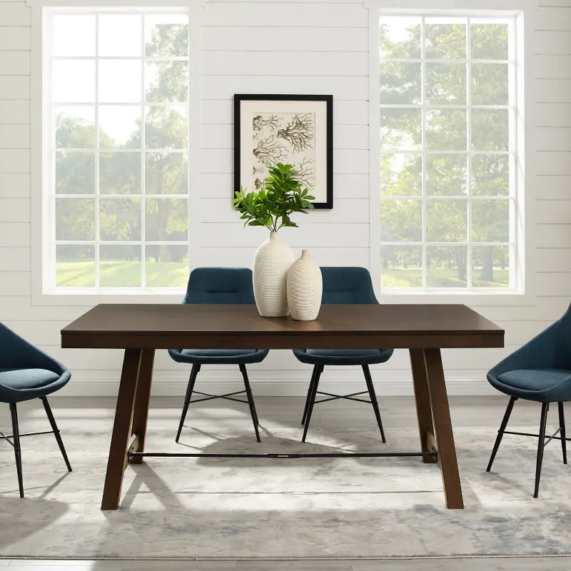 Dark Brown Trestle Dining Room Table - Walker Edison