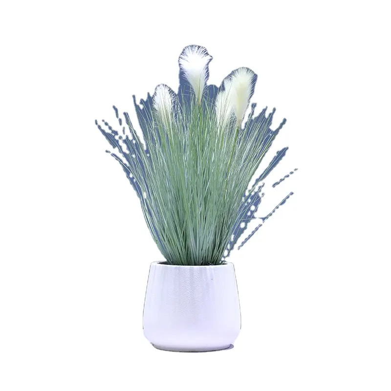 36 Inch 7 Head Reed Green Potted Plant bonsai plant Garden Ornaments garden landscaping   decking