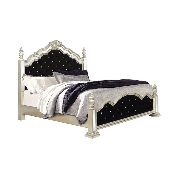 Louisville Metallic Platinum 4-piece Panel Bedroom Set - - 34936309