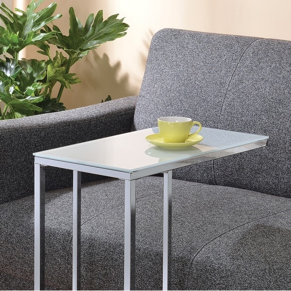 Glass Top Accent Table， Chrome And White