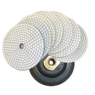 Toolocity 5 in. JHX DryWet Diamond Polishing Pads for ConcreteGranite (Set of 7) with 5 in. Back Holder Semi Rigid JHXR0102SET-BK5