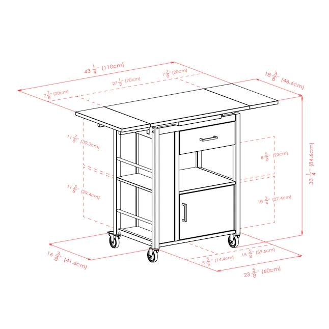 Winsome Wood 94643 Brown Wood Base with Wood Top Rolling Kitchen Cart (18.35-in x 27.56-in x 33.46-in)