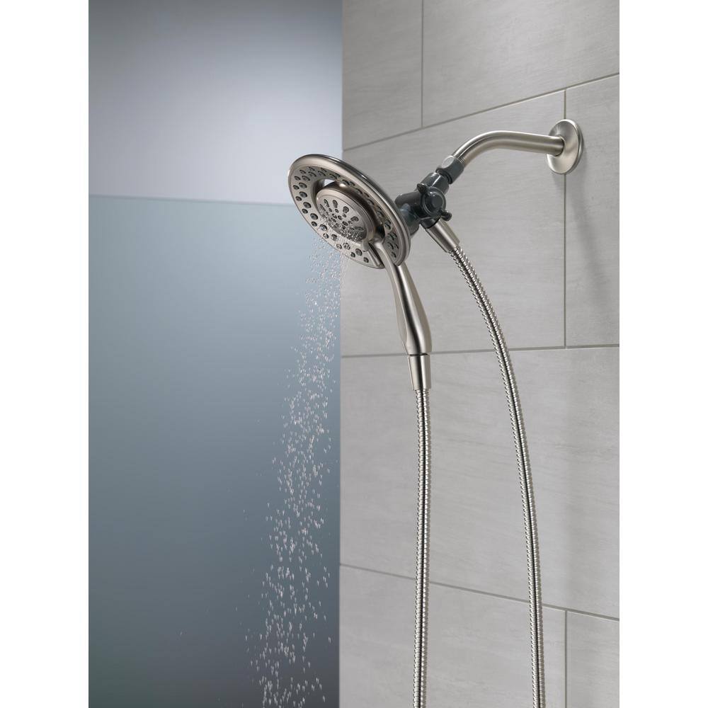 Delta In2ition 4-Spray Patterns 1.75 GPM 6.13 in. Wall Mount Dual Shower Heads in Spotshield Brushed Nickel 75486CSN