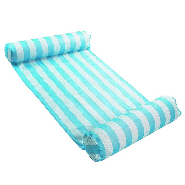 Magic Time International 91613vm Inflatable Pvc Vinyl Striped Hammock Chair Pool Float Teal And White With Double Inflatable Tubes 2 Pack