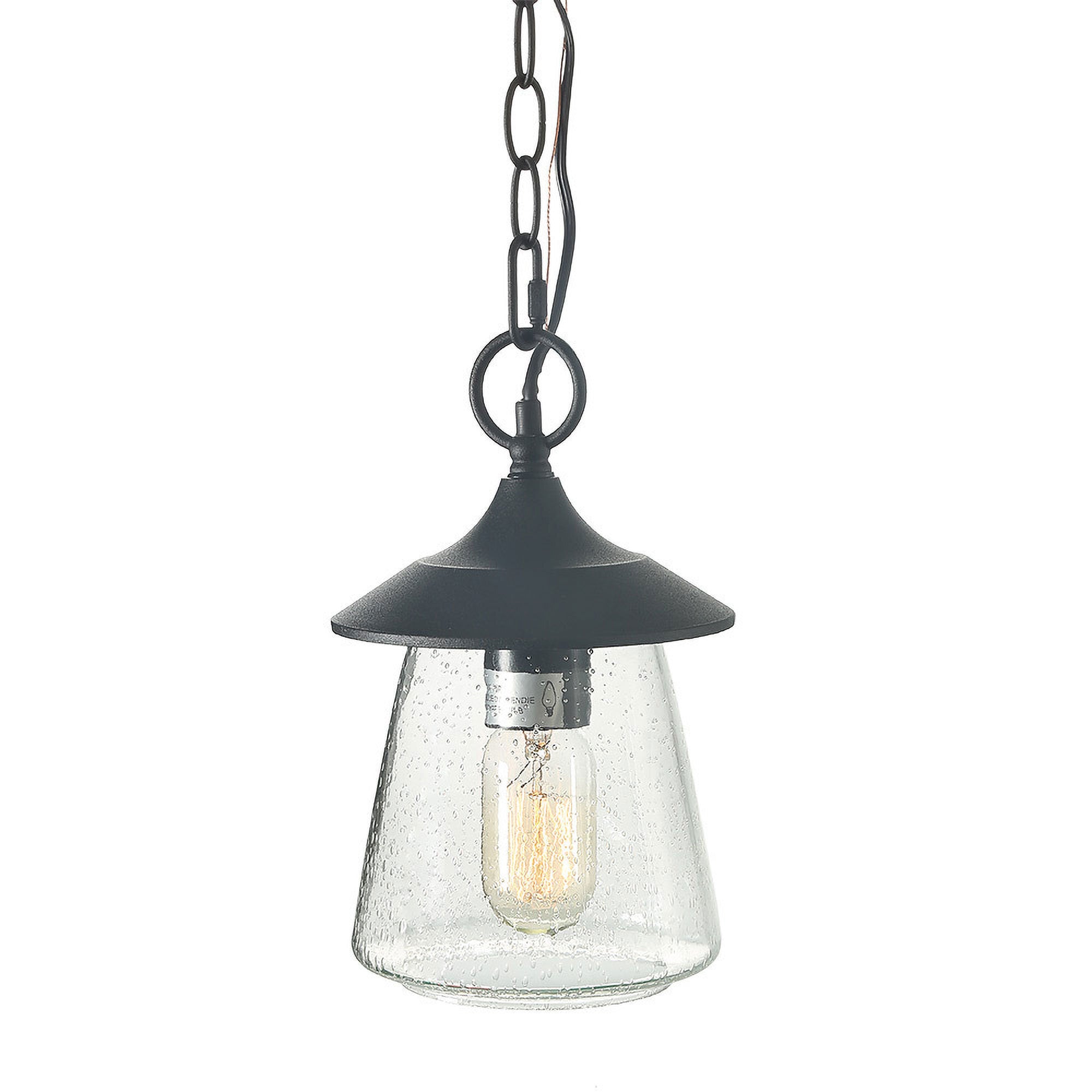 LNC Farmhouse Black Outdoor Hanging Lantern Pendant Lighting with Glass Shade