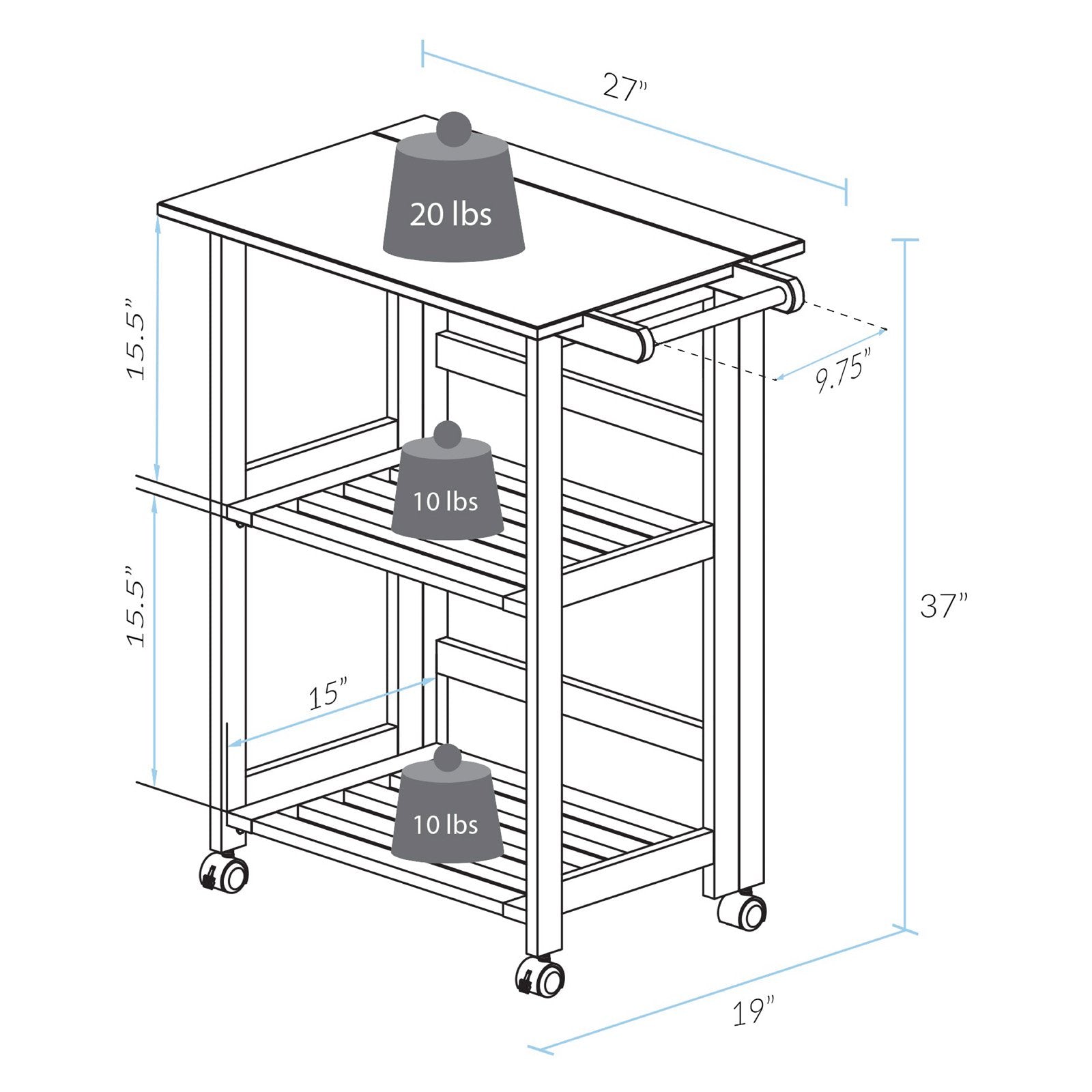 Casual Home Trek Folding Kitchen Cart