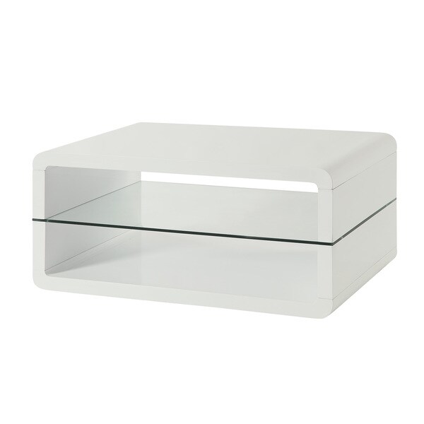 Coaster Furniture Elana Glossy White Rectangle 2-shelf Coffee Table