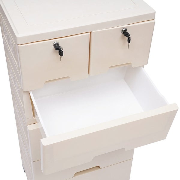 Plastic Drawers Dresser， Storage Cabinet with 6 Drawers， 20 Wx14 Dx40 H Closet Drawers Tall Dresser Organizer - as picture - - 37668541