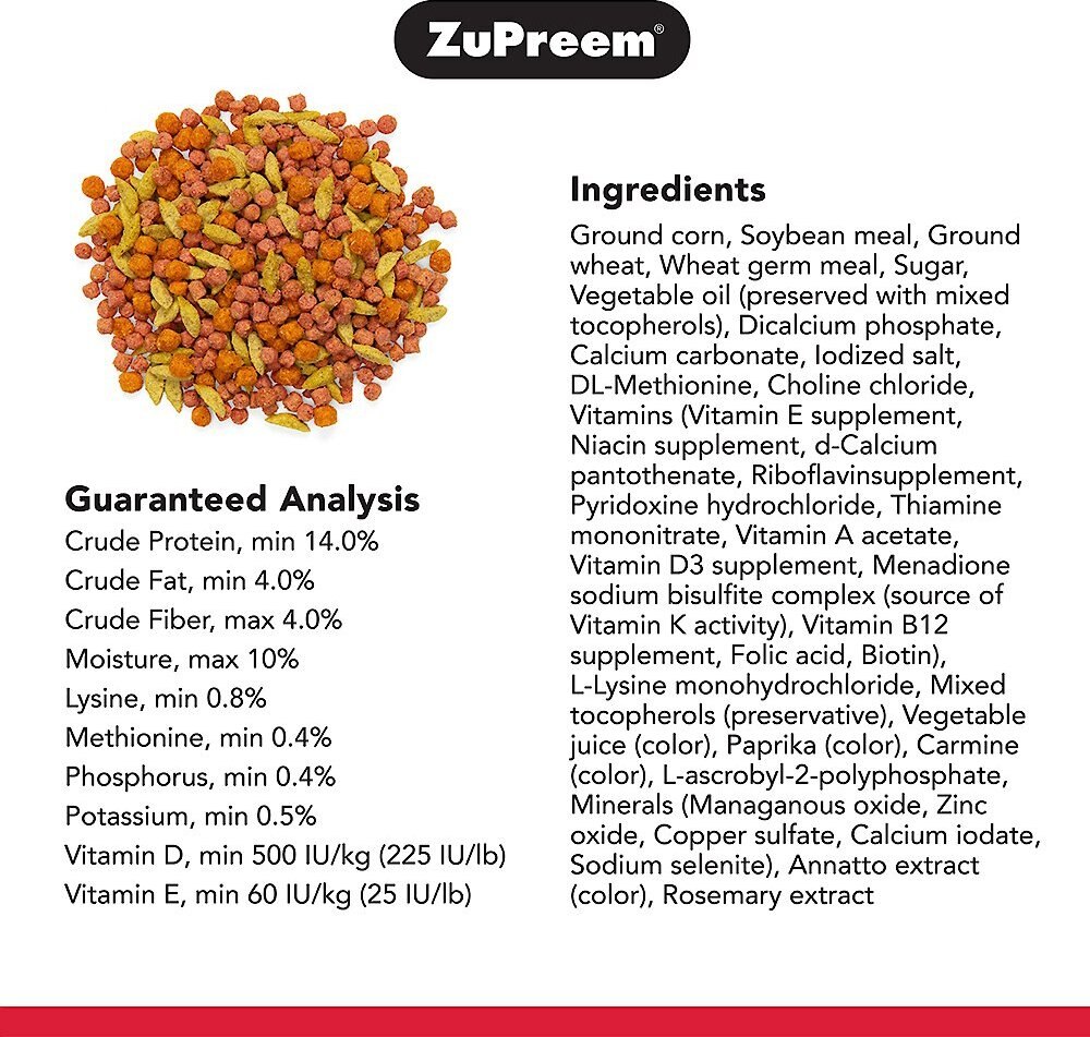 ZuPreem PastaBlend Daily Medium Bird Food， 2-lb bag