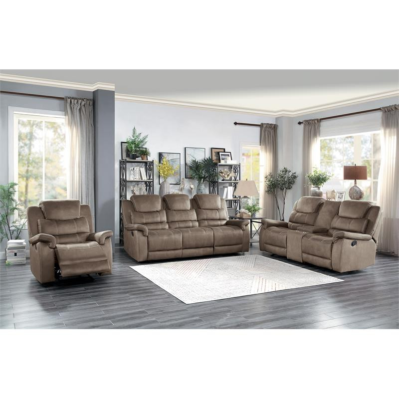 Lexicon Shola Transitional Microfiber Double Glider Reclining Love Seat in Gray   Contemporary   Loveseats   by Homesquare  Houzz