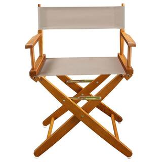 American Trails 18 in. Extra-Wide Mission Oak Wood FrameNatural Canvas Seat Folding Directors Chair 206-04032-12