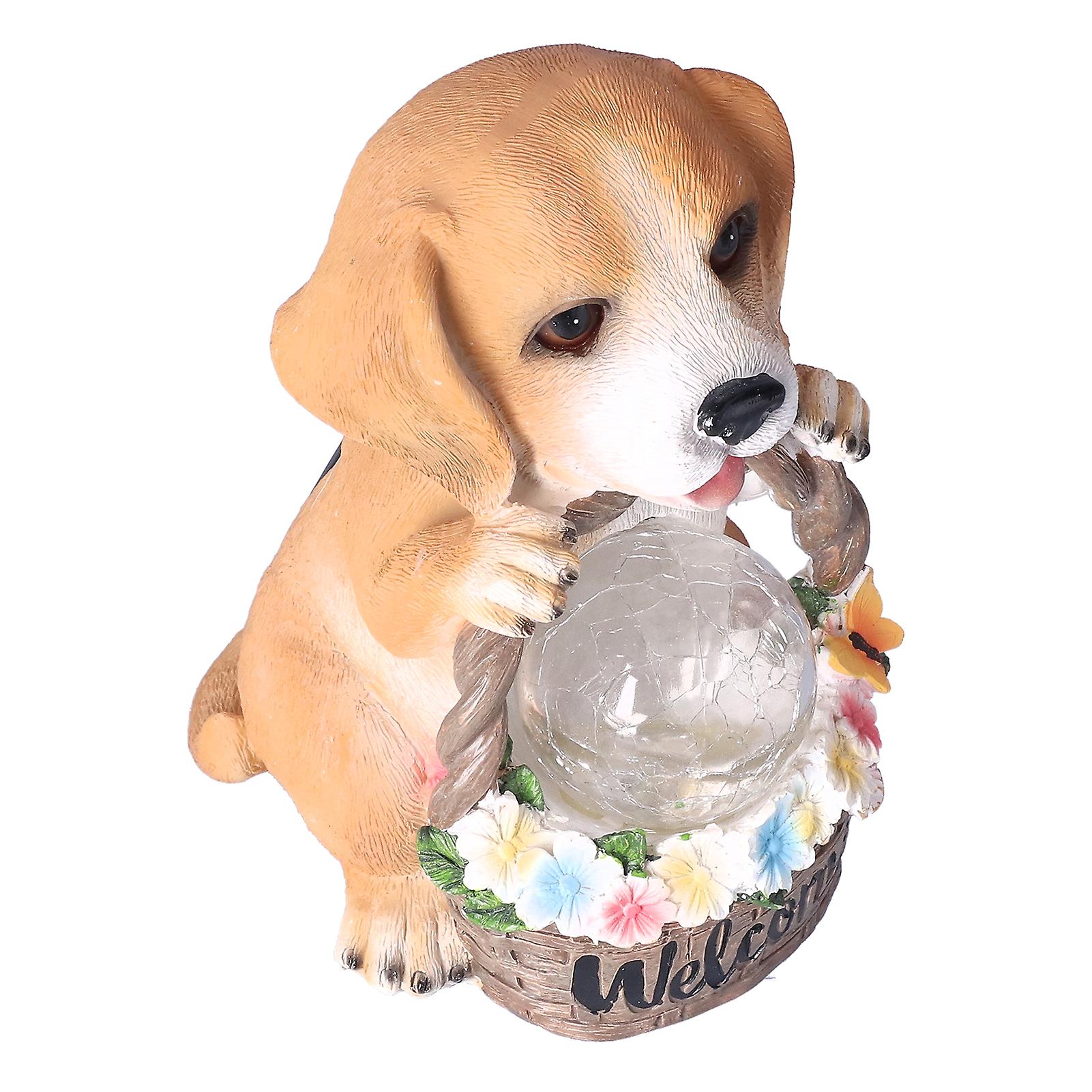 Innovative Solar Night Light Simulation Resin Cute Puppy Decoration Ornament For Outdoor Garden