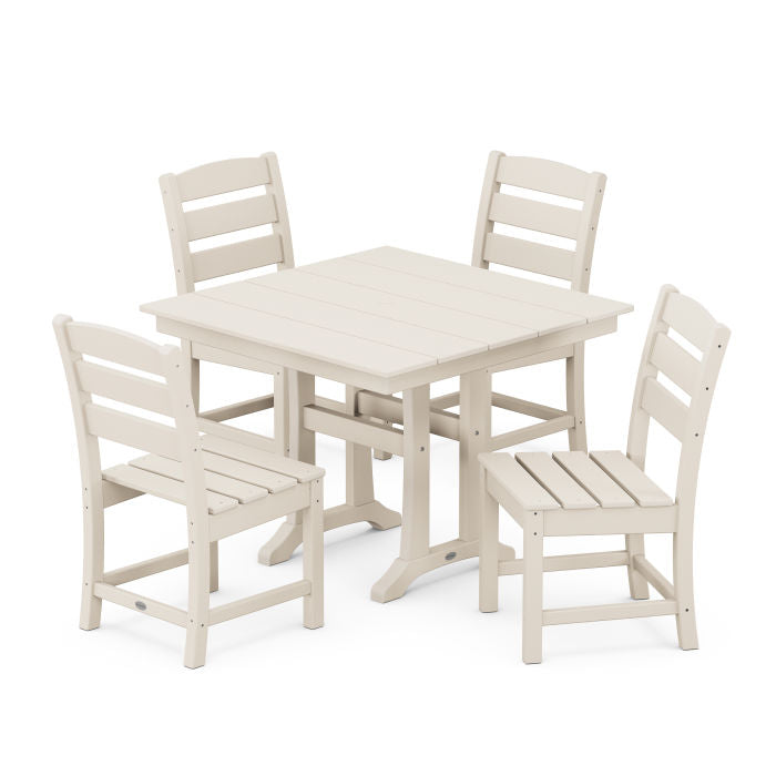 Polywood Lakeside 5-Piece Farmhouse Trestle Side Chair Dining Set PWS637-1