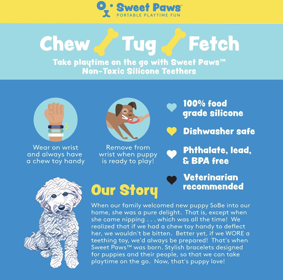 Sweet Paws Wearable Puppy Teether Stack Dog Chew Toy