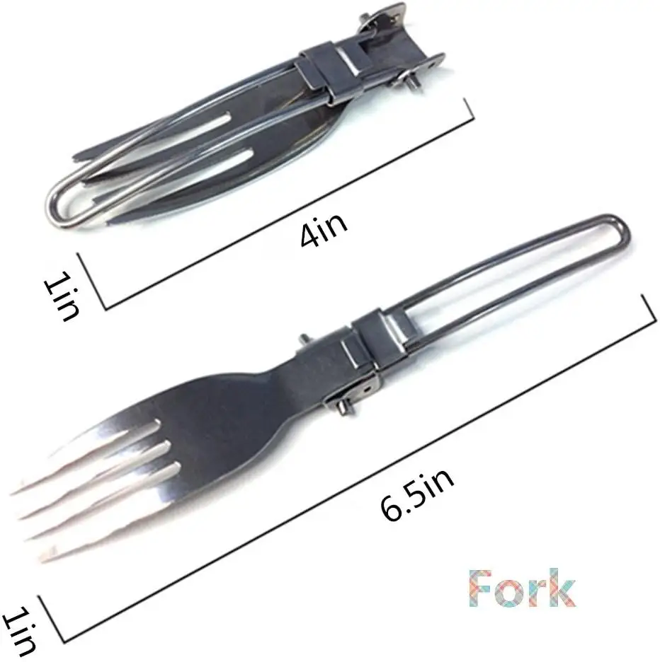 Stainless Steel Spoon Fork Knife with Folding Handle Ultralight Dinnerware Utensils for Outdoor Camping Picnic Hiking Home Use