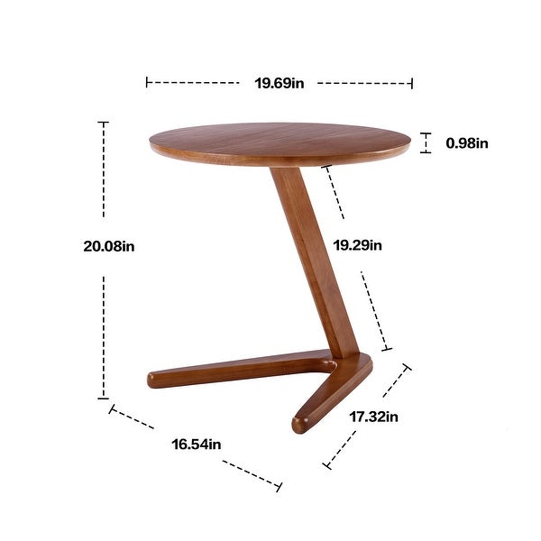 Side Table Round， Small Coffee Table Modern Solid Rubber Wood End Table for Living Room /Bedroom/ Office， V-Shaped Base