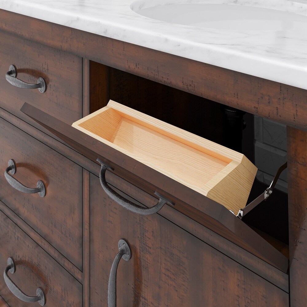 Aberdeen Carrara Marble Countertop Vanity in with Mirror and Faucet