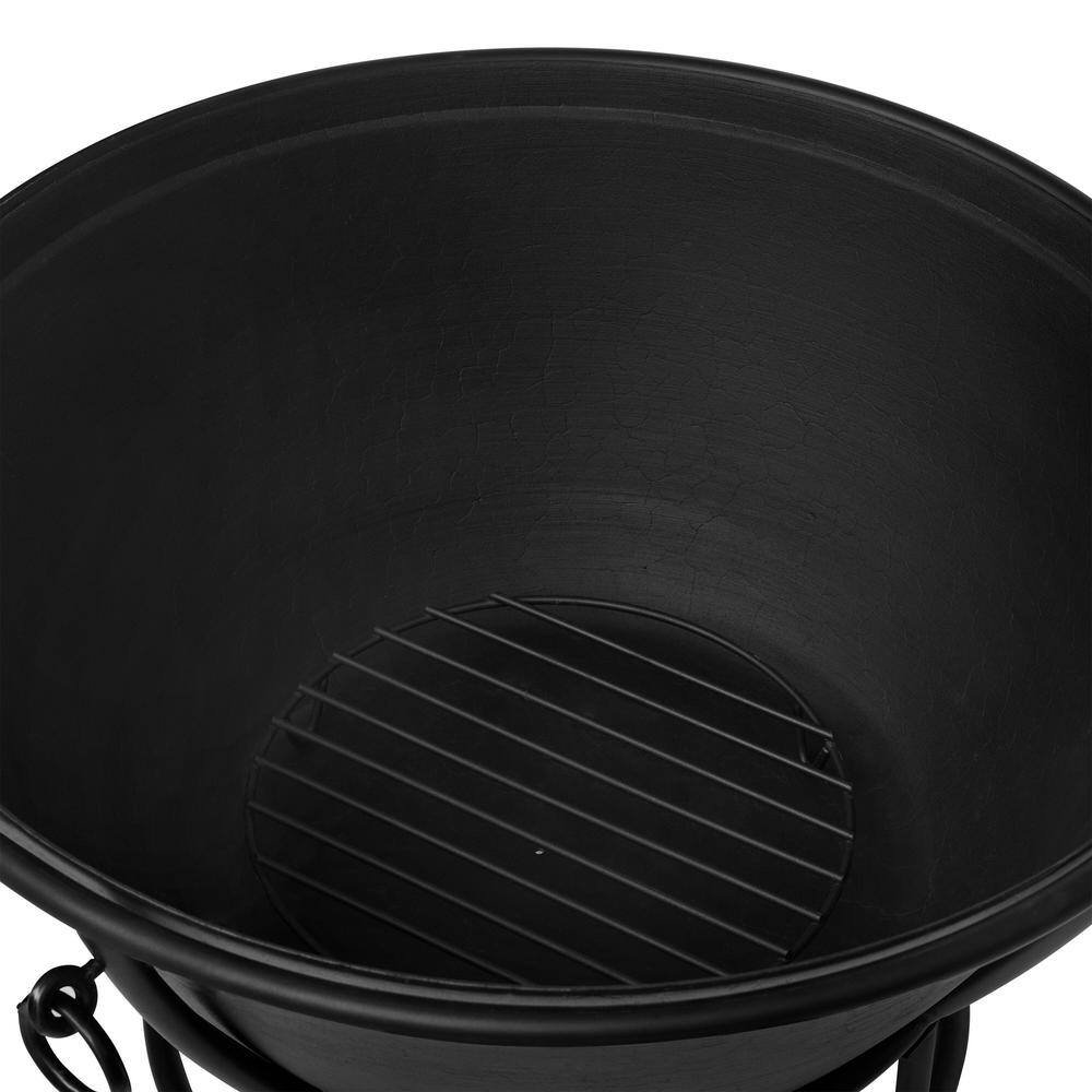 Hampton Bay 30 in. Outdoor Cast Iron Steel Wood Burning Black Fire Pit FT-62480