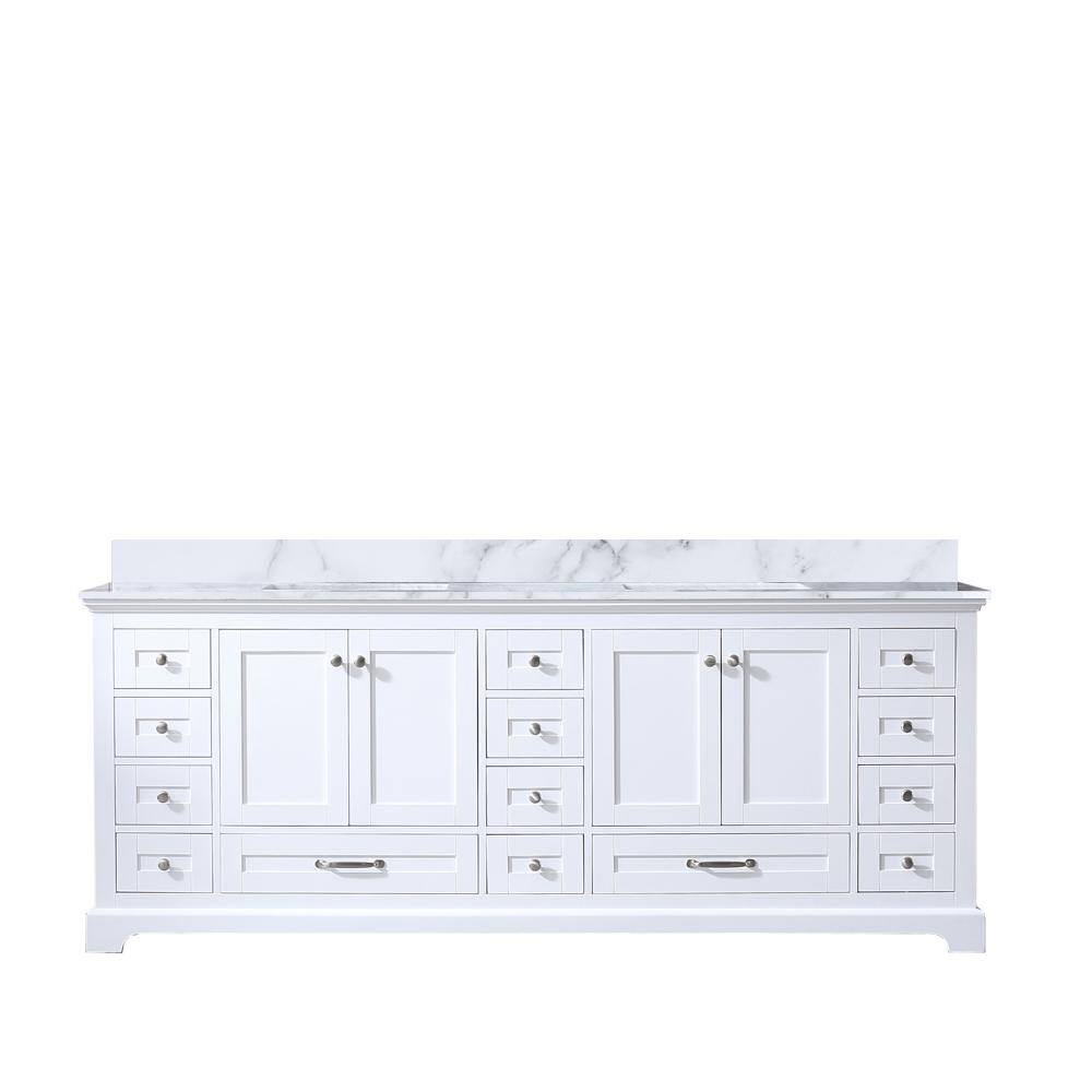 Lexora Dukes 84 in. W x 22 in. D White Double Bath Vanity and Carrara Marble Top LD342284DADS000