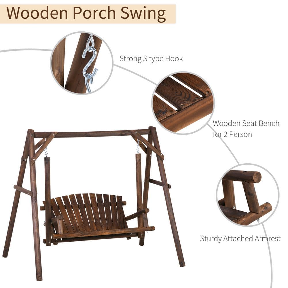 Outsunny 78 in 2Person Wood Patio Swing