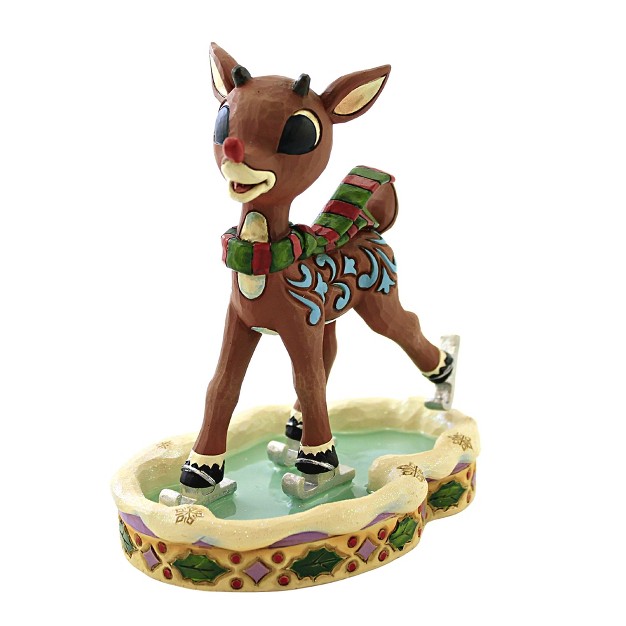 Jim Shore Rudolph Ice Skating One Figurine 6 0 Inches Red Nosed Reindeer 6009112 Polyresin Brown