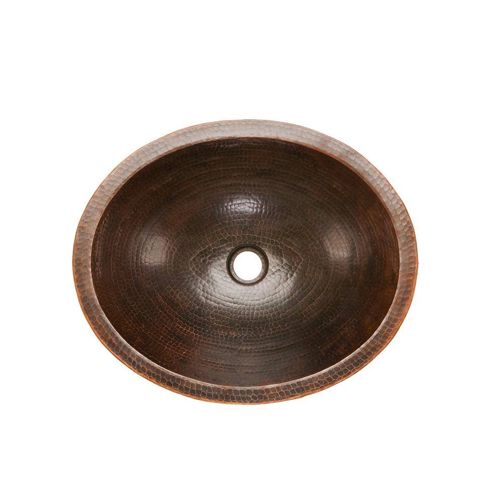 Premier Copper Products Oval Skirted Hammered Copper Vessel Sink in Oil Rubbed Bronze VO18SKDB