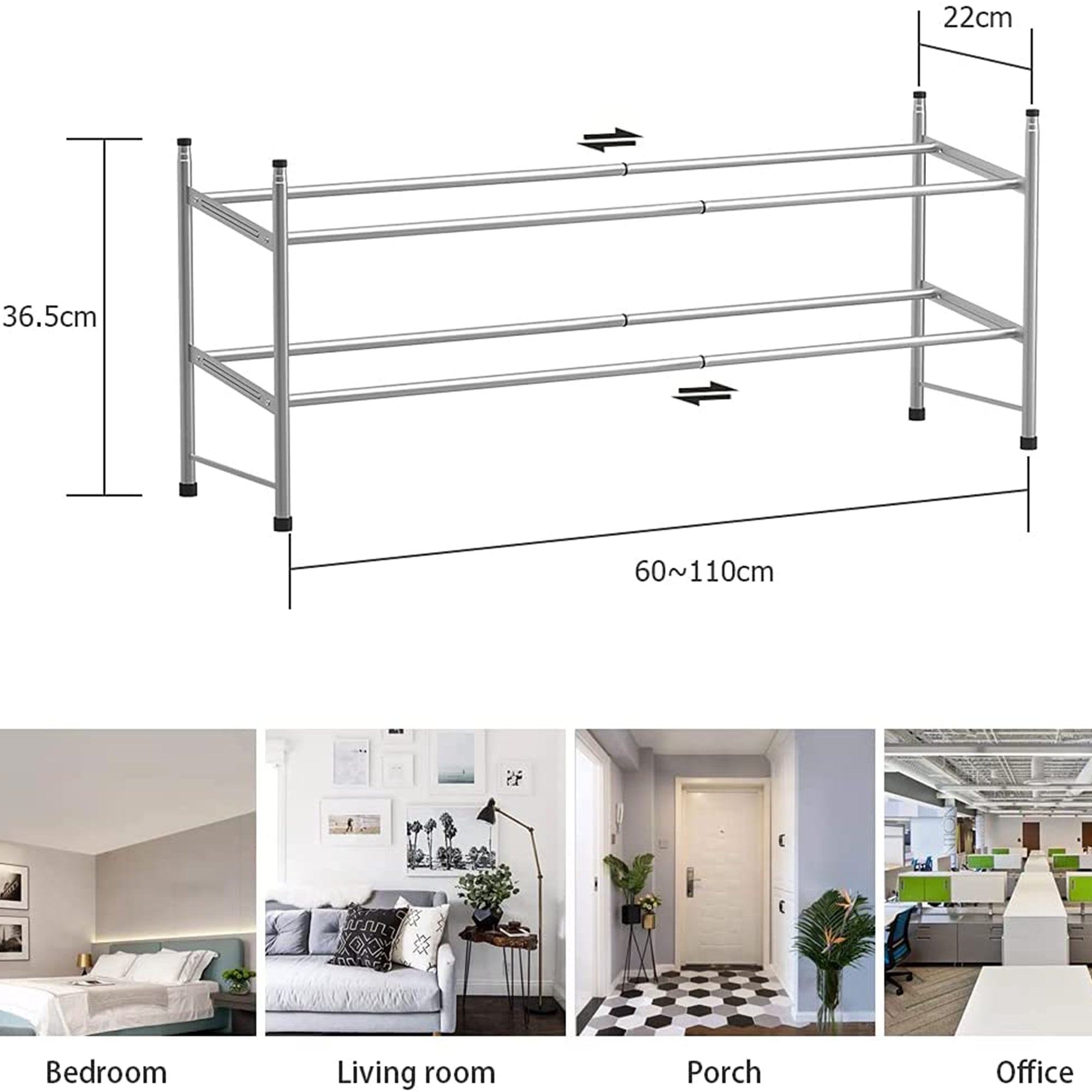 Forthcan Expandable Shoe Rack 2 Tiers Closet Shoe Organizer Shelf for Shoes 12 Pairs，Gray