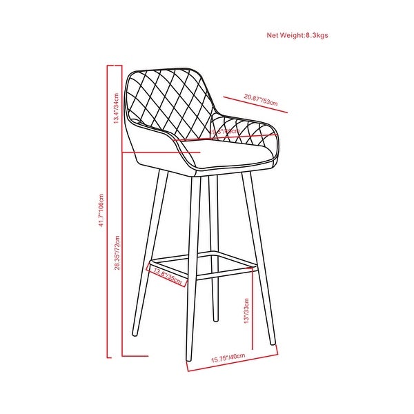 WYNDENHALL Whitefield Mid Century Modern Bar Stool (Set of 2) - 20.87