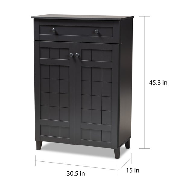 Copper Grove Bergzabern Dark Grey Wood 5-shelf Shoe Storage Cabinet with Drawer - - 28046192