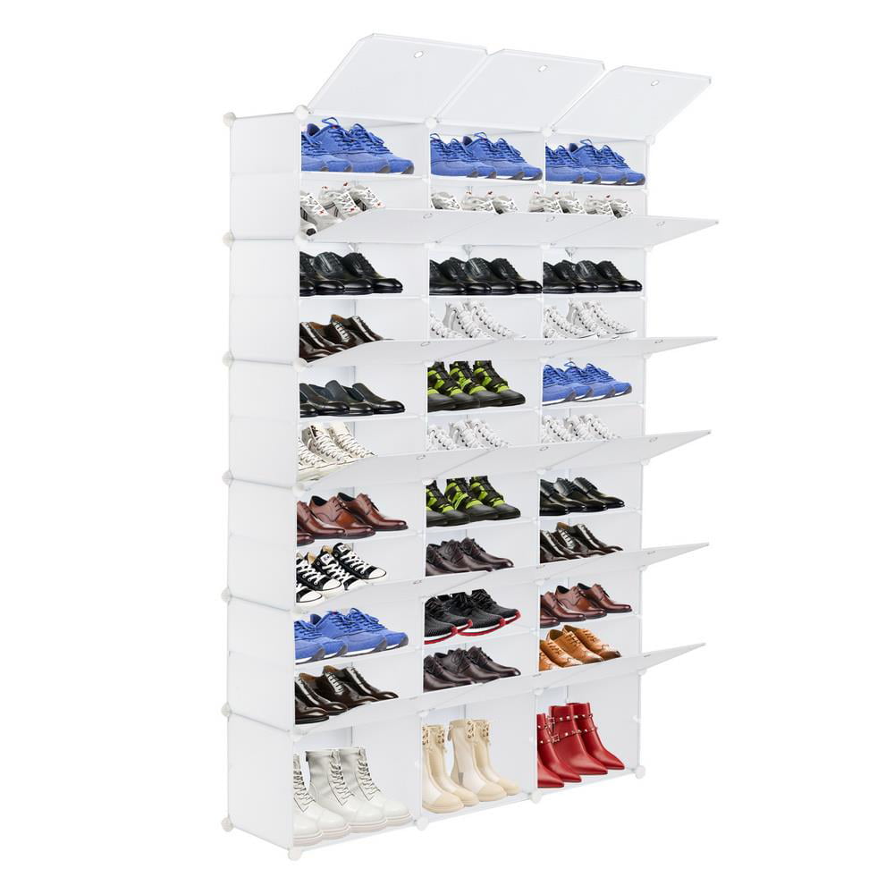 Ktaxon Portable 36 Cubes 12 Tiers 72 Pairs Shoe Storage Cabinet Shoe Rack Shelf Closet Organizer for Entryway Hallway Bedroom Living Room， White Finish