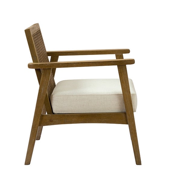 Wood Armchair with Rattan Back and Unique arm design for the Living Room， Office， Bedroom