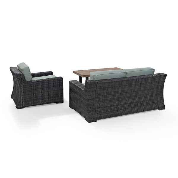 Beaufort 3 Piece Outdoor Wicker Seating Set With Mist Cushion - Loveseat， Chair ， Coffee Table